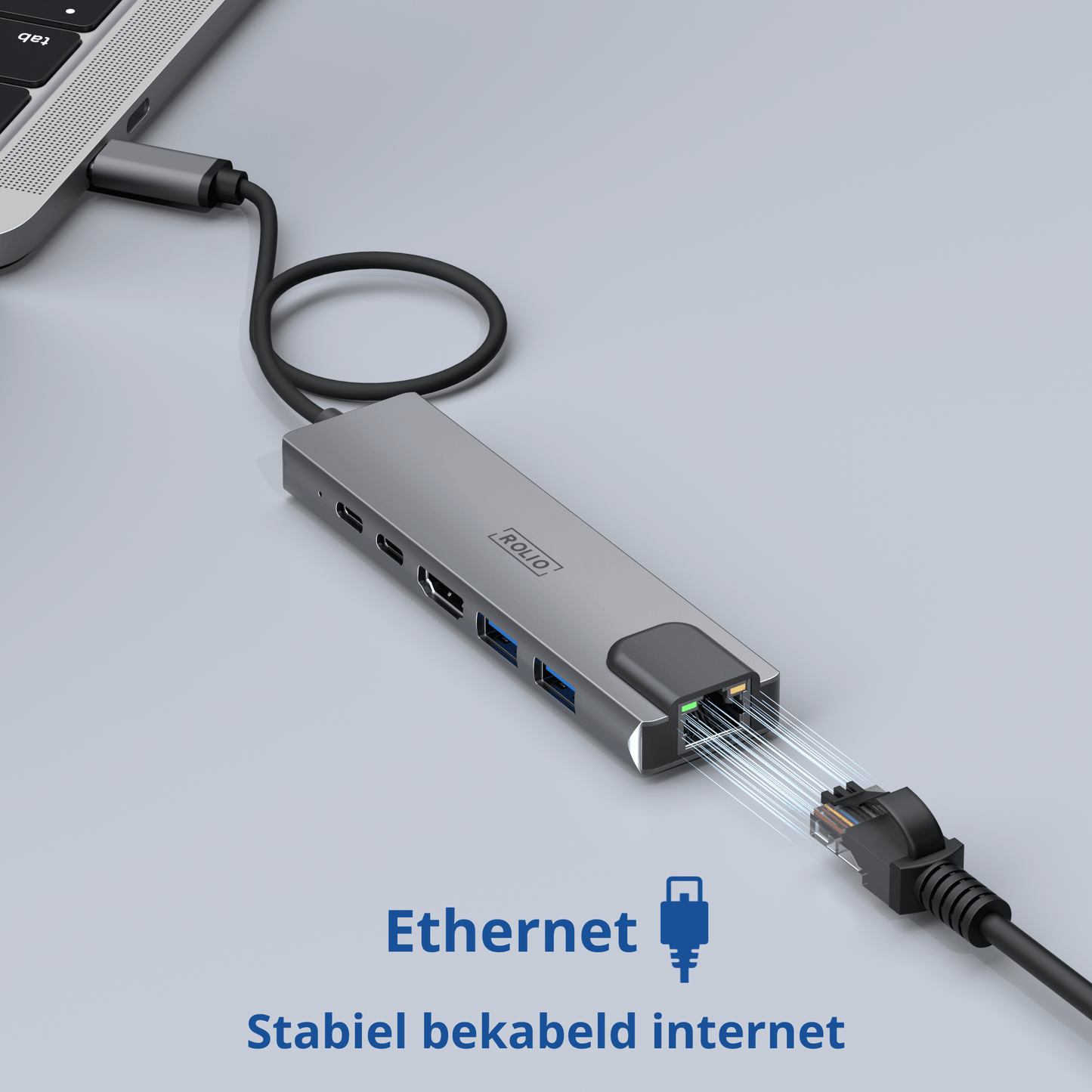 Rolio USB C Hub - 5 in 1 - HDMI - USB-C Charging - Ethernet LAN - 2x USB 3.0
