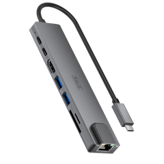 Rolio USB C Hub - 8 in 1 - Ethernet LAN - HDMI - SD/TF - USB-C Opladen - USB 3.0