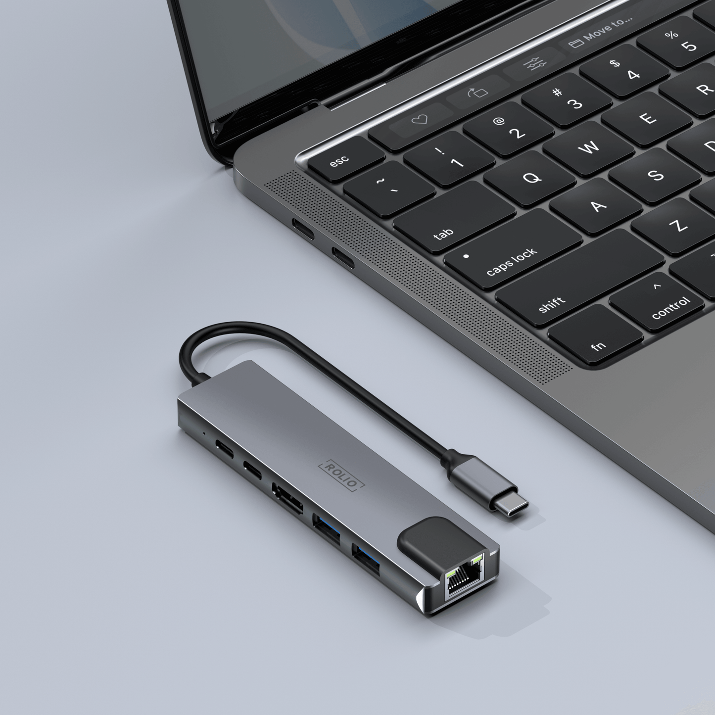 Rolio USB C Hub - 5 in 1 - HDMI - USB-C Charging - Ethernet LAN - 2x USB 3.0