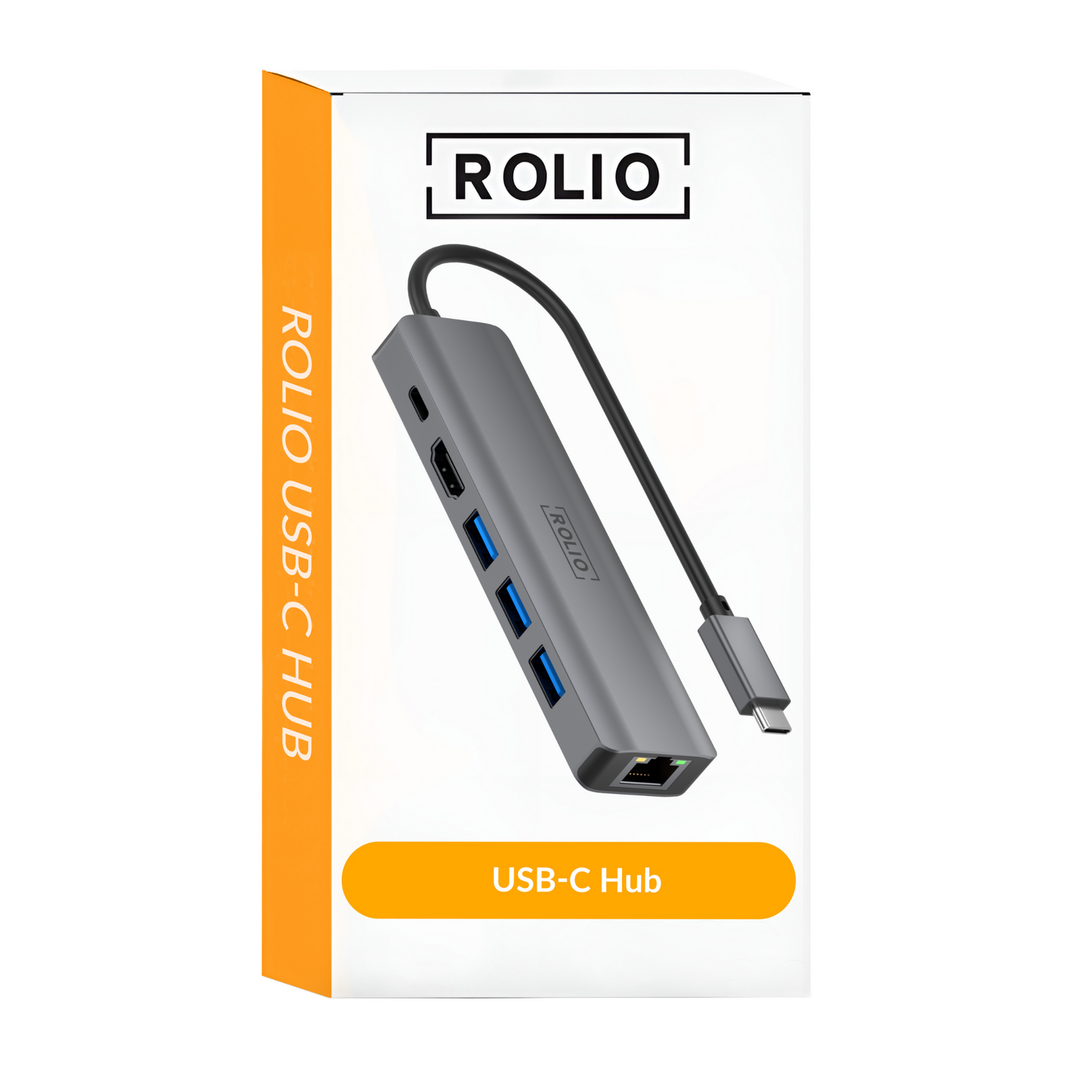 Rolio USB C Hub - 6 in 1 - 1Gbps Ethernet RJ45 - HDMI - USB-C Opladen - 3x USB 3.0