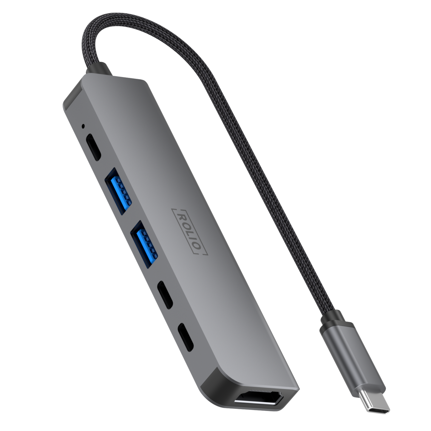 Rolio USB C Hub - 6 in 1 - HDMI - 3x USB-C - 2x USB-A