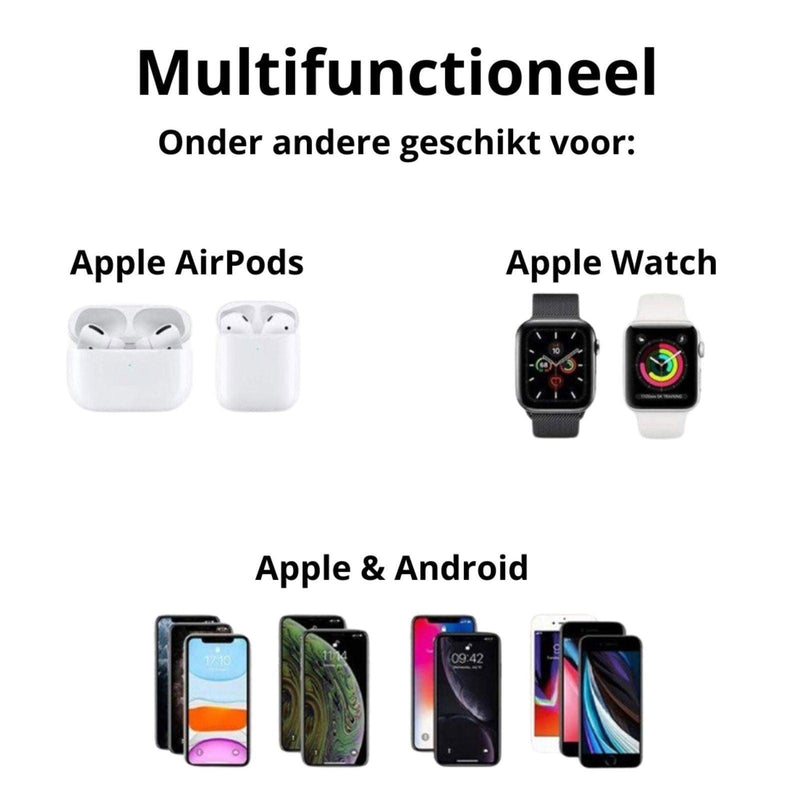 Rolio 3-in-1 Draadloze Oplader - 15W Snellader - Universeel - Rolio