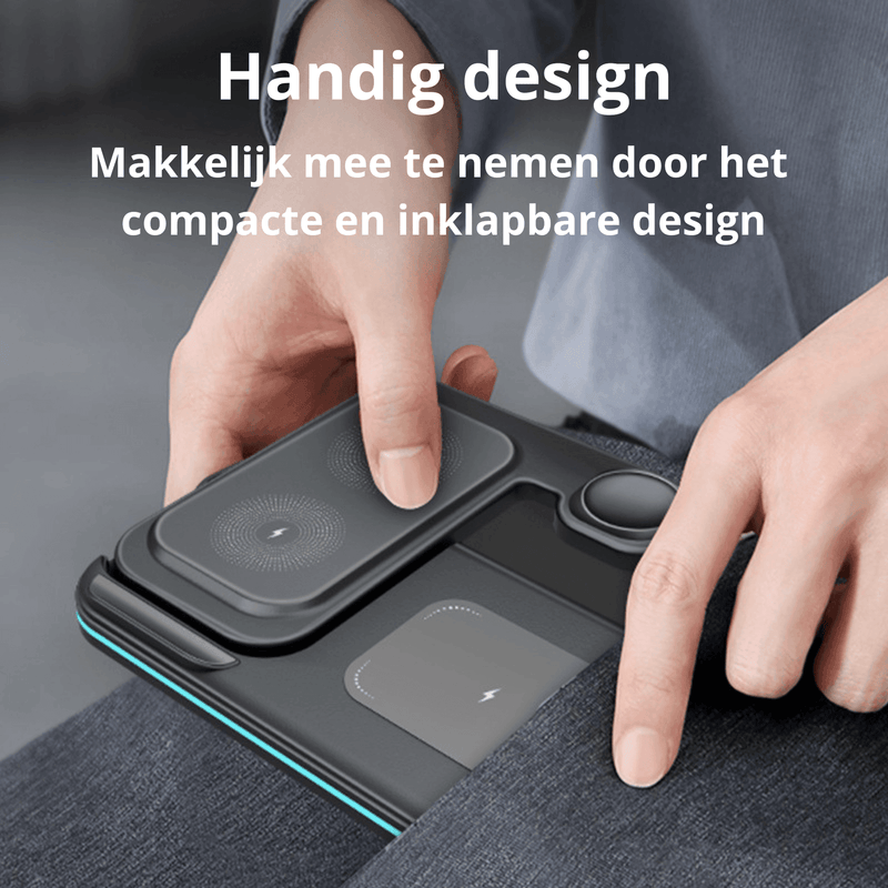 Rolio 3-in-1 Draadloze Oplader - 15W Snellader - Universeel - Rolio