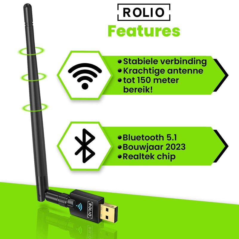 Rolio Bluetooth adapter 5.1 - 150m - Rolio