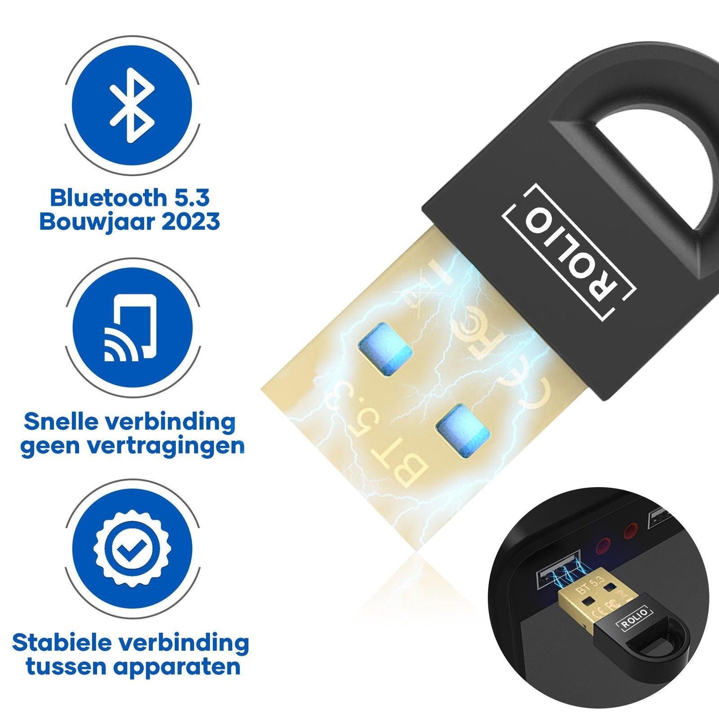 Rolio Bluetooth adapter 5.3 - 20m - Rolio