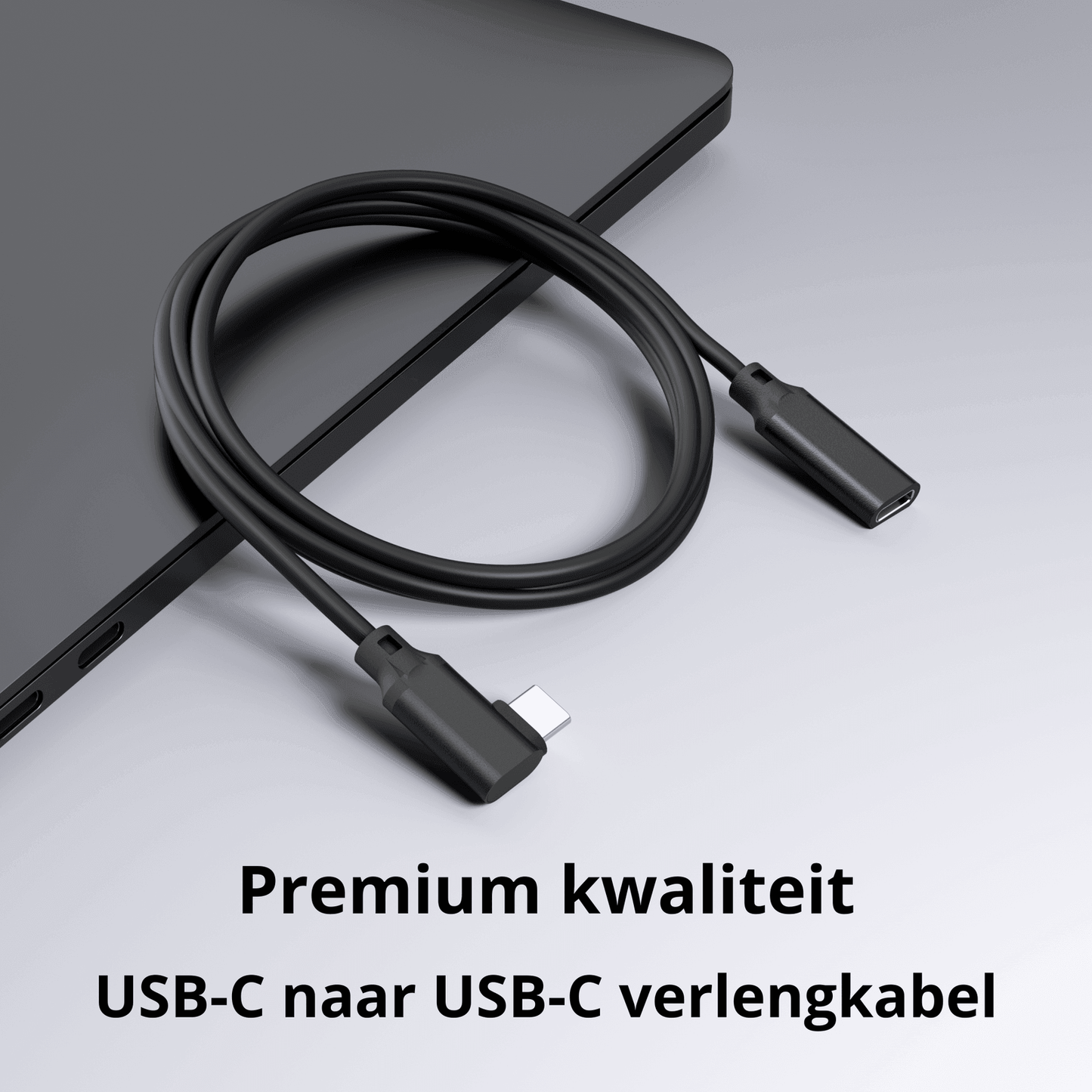 Rolio USB C Verleng kabel gebogen - USB-C naar USB-C vrouwelijk - 1 Meter - Rolio