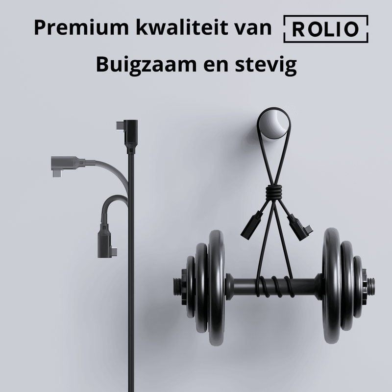 Rolio USB C Verleng kabel gebogen - USB-C naar USB-C vrouwelijk - 1 Meter - Rolio