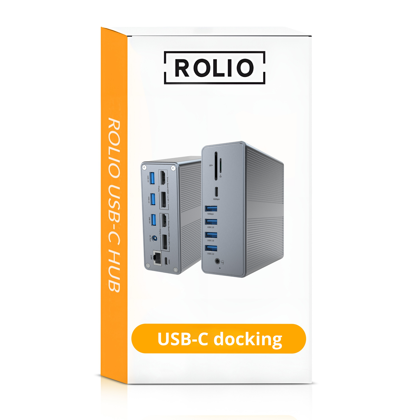 Rolio Pro USB C Docking Station - 18 in 1 - DisplayLink hub