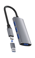 Rolio USB C Adapter - 4 in 1 - 4x USB 3.0 Splitter - Inclusief converter