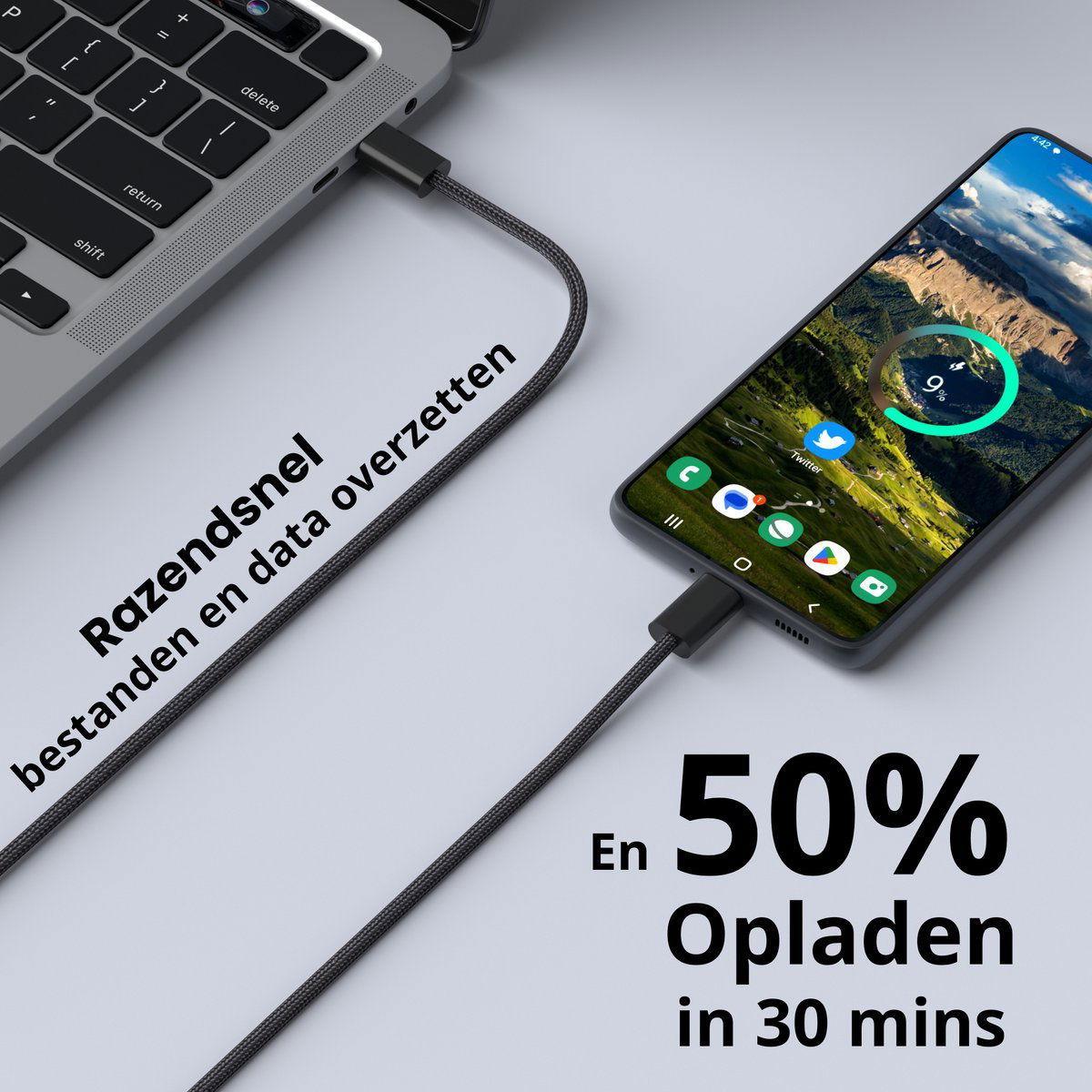 Rolio USB C Kabel - Magnetisch Oprollen - 1 Meter - 100W Oplaadkabel - Universeel - Rolio