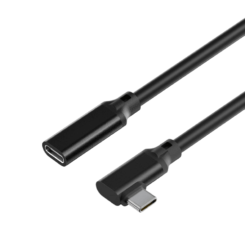 Rolio USB C Verleng kabel gebogen - USB-C naar USB-C vrouwelijk - 2 meter - Rolio