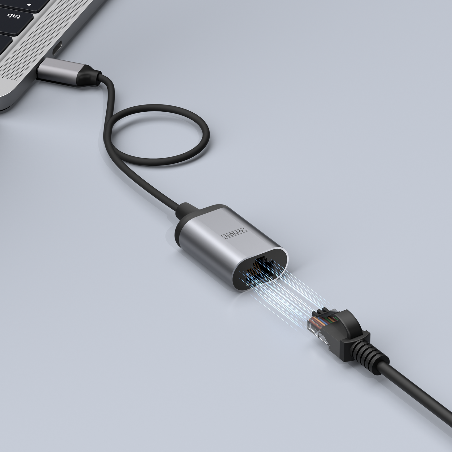 Rolio USB C Adapter - USB-C naar Ethernet - 1Gbps
