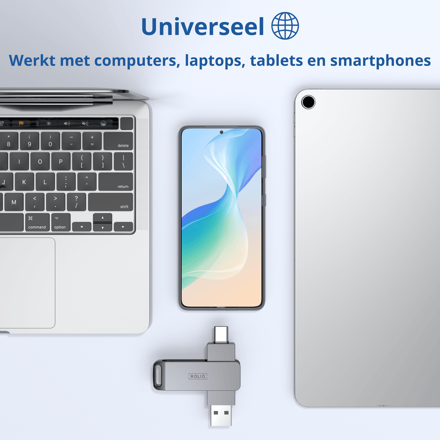 Rolio USB Stick 256GB - USB C en USB A - 800Mbps - USB 3.0