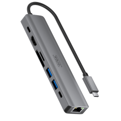 Rolio USB-C-Hub – 7 in 1 – 4K 60 Hz HDMI – 1 Gbit/s Ethernet – USB 3.0 – USB-C