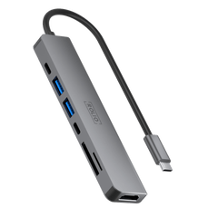 Rolio USB-C-Hub – 7 in 1 – HDMI 4K – 2x USB-C – 2x USB-A – SD/TF
