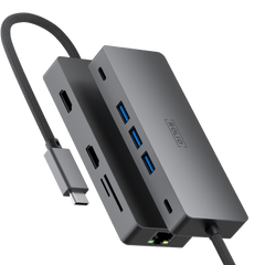 Rolio USB C Hub – Dual HDMI – 3x USB 3.0 – 2x USB-C – SD/TF-Karten – 1 Gbit/s Ethernet