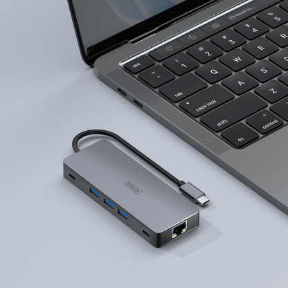 Rolio USB C Hub – Dual HDMI – 3x USB 3.0 – 2x USB-C – SD/TF-Karten – 1 Gbit/s Ethernet