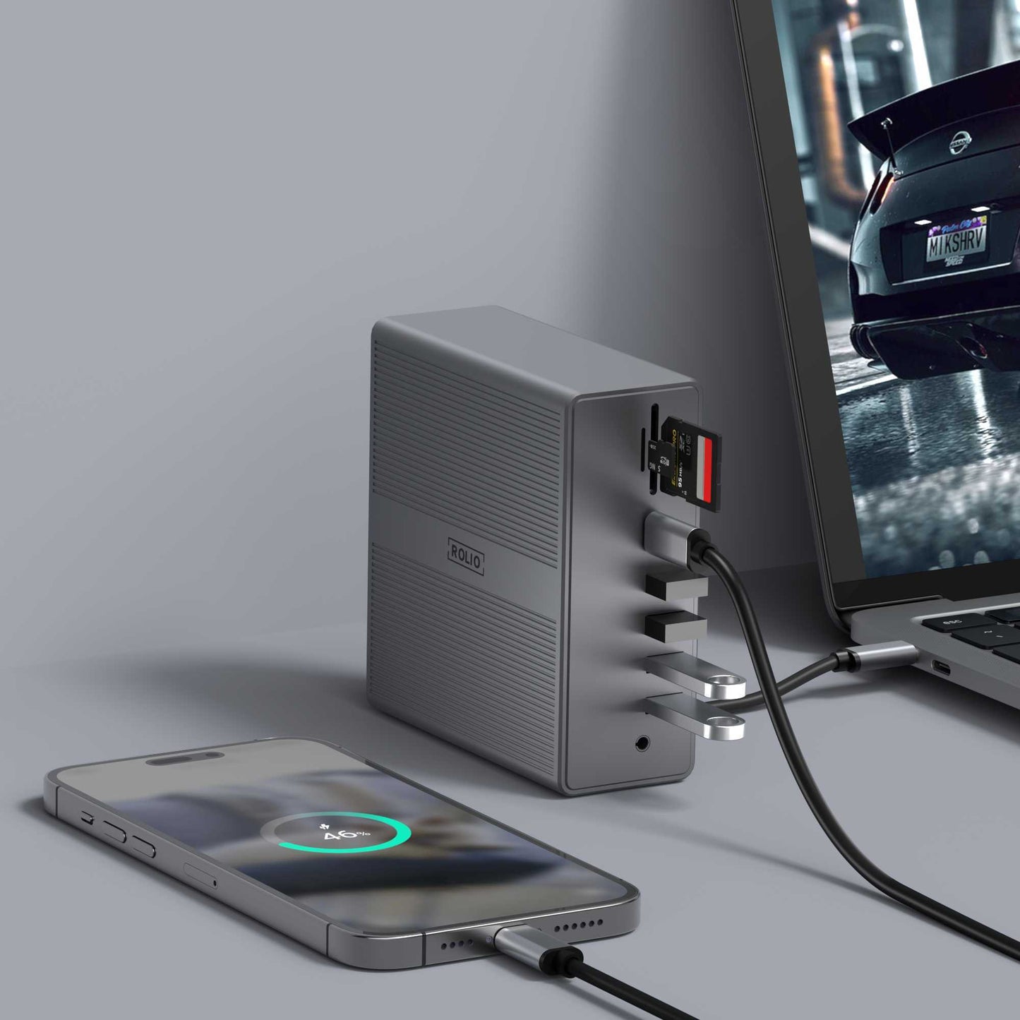 Rolio USB-C-Dockingstation – 16 in 1 – Dreifachmonitor – DisplayLink-Hub