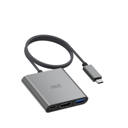 Rolio USB C naar HDMI Adapter - 3 in 1 - 35cm kabel - 4K HDMI - USB 3.0 - USB-C Opladen