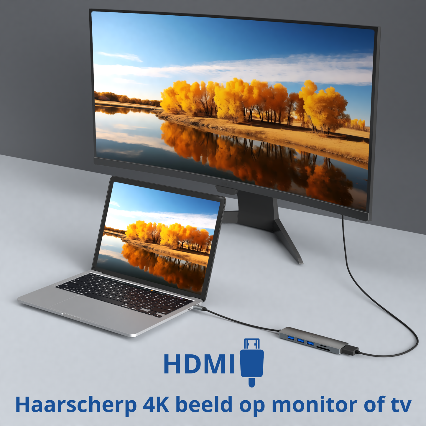 Rolio USB-C Hub - 6 in 1 - HDMI - SD/TF - 3x USB 3.0