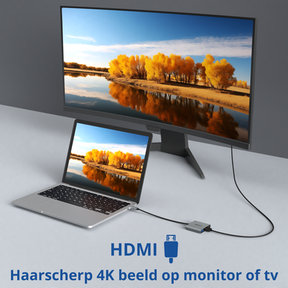 Rolio USB C to HDMI Adapter - 3 in 1 - 4K HDMI - USB 3.0 - USB-C Charging