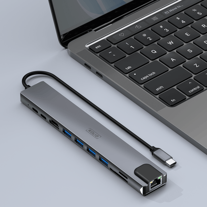 Rolio USB-C-Hub – 10 in 1 – HDMI – 2 x USB-C – SD/TF – 4 x USB-A – Ethernet