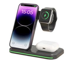 Rolio 3-in-1 kabelloses Ladegerät – 15 W Schnellladegerät – universell