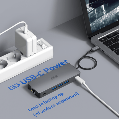 Rolio USB C Hub – Dual HDMI – 3x USB 3.0 – 2x USB-C – SD/TF-Karten – 1 Gbit/s Ethernet
