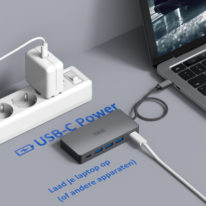 Rolio USB C Hub - Dual Monitor - 2x HDMI 4K - 2x USB-C - 3x USB 3.0