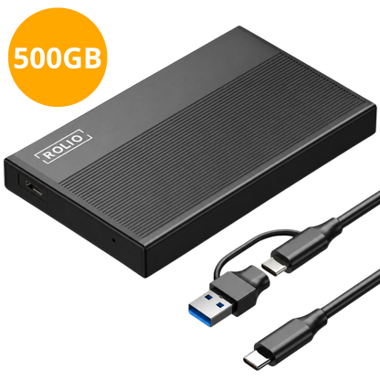 Rolio Externe Harde Schijf - Pro - USB 3.0 - USB C - 500GB Opslag - 1Gbps
