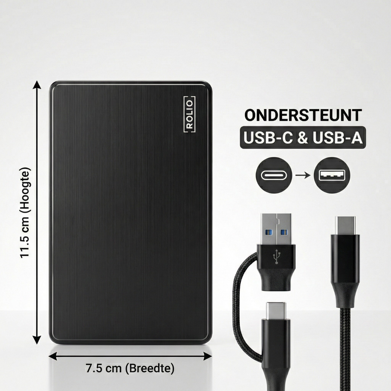 Rolio Externe Harde Schijf - USB 3.0 - USB C - 750GB Opslag - 1Gbps
