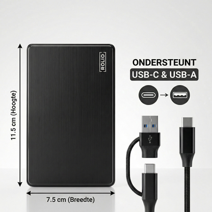 Rolio Externe Harde Schijf - USB 3.0 - USB C - 750GB Opslag - 1Gbps