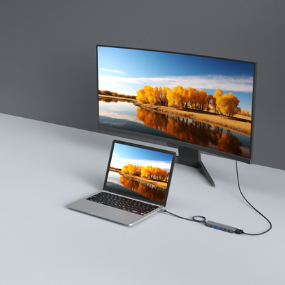 Rolio USB C Hub 35CM kabel - 6 in 1 - HDMI - 3x USB-C - 2x USB-A