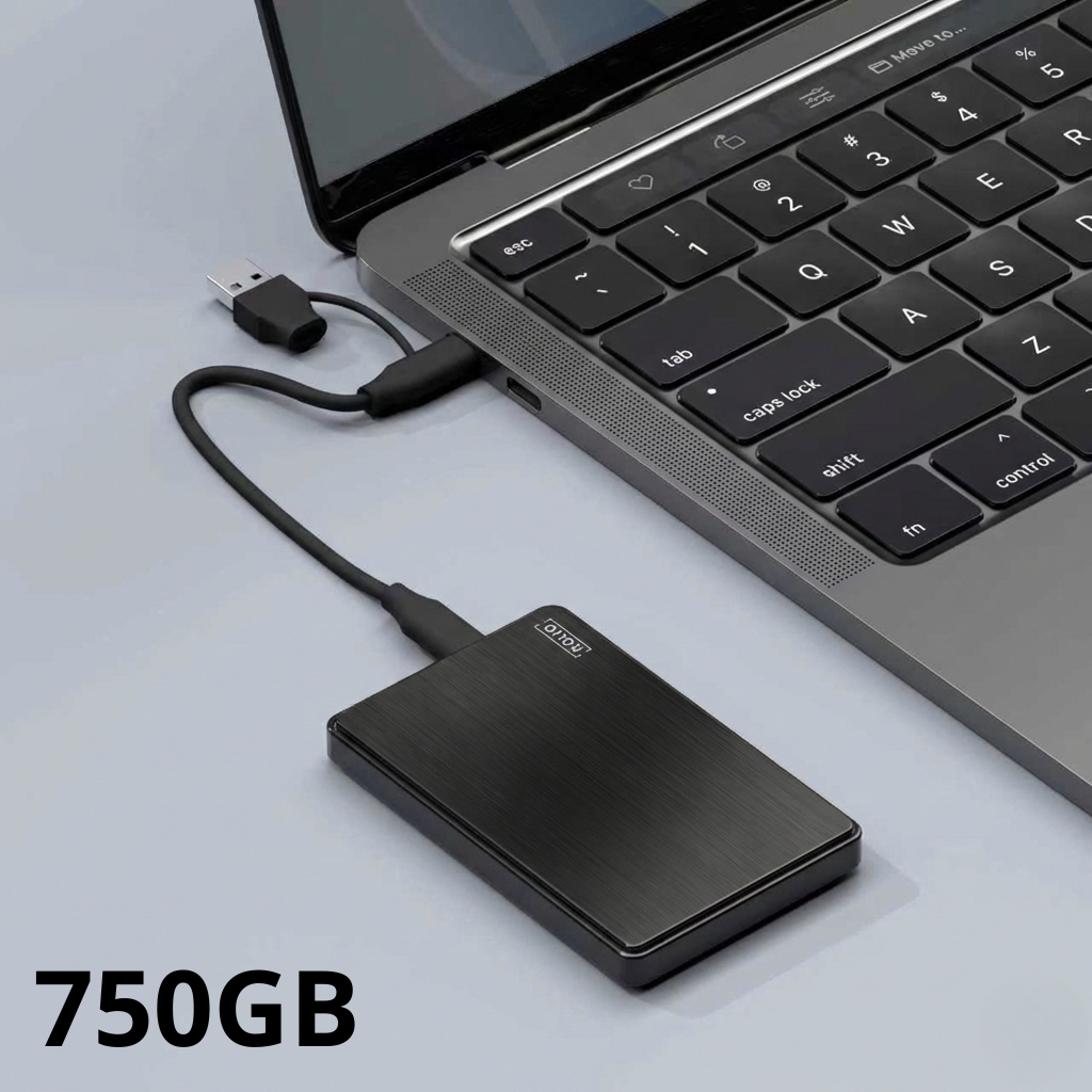 Rolio Externe Harde Schijf - USB 3.0 - USB C - 750GB Opslag - 1Gbps