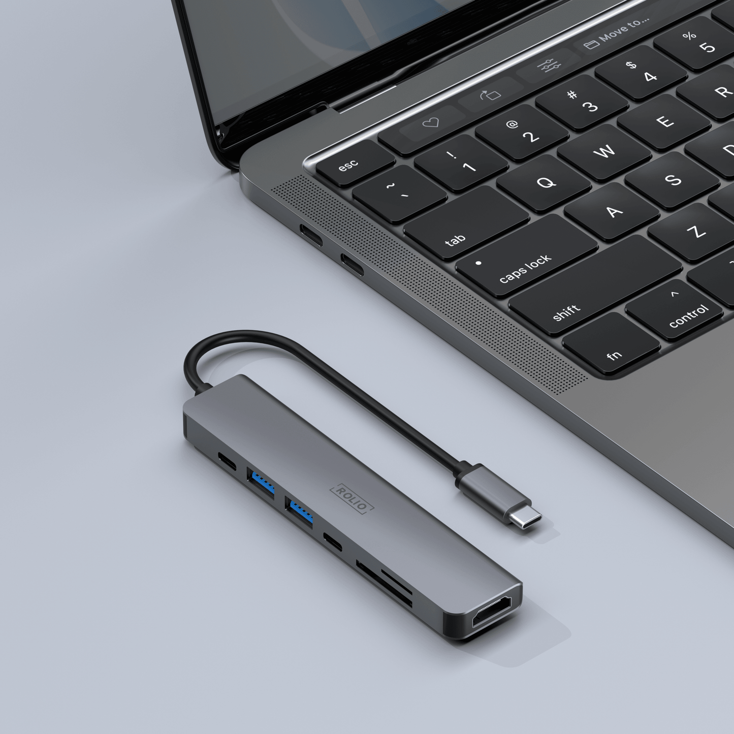 Rolio USB-C-Hub – 7 in 1 – HDMI 4K – 2x USB-C – 2x USB-A – SD/TF