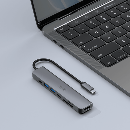 Rolio USB-C-Hub – 7 in 1 – HDMI 4K – 2x USB-C – 2x USB-A – SD/TF