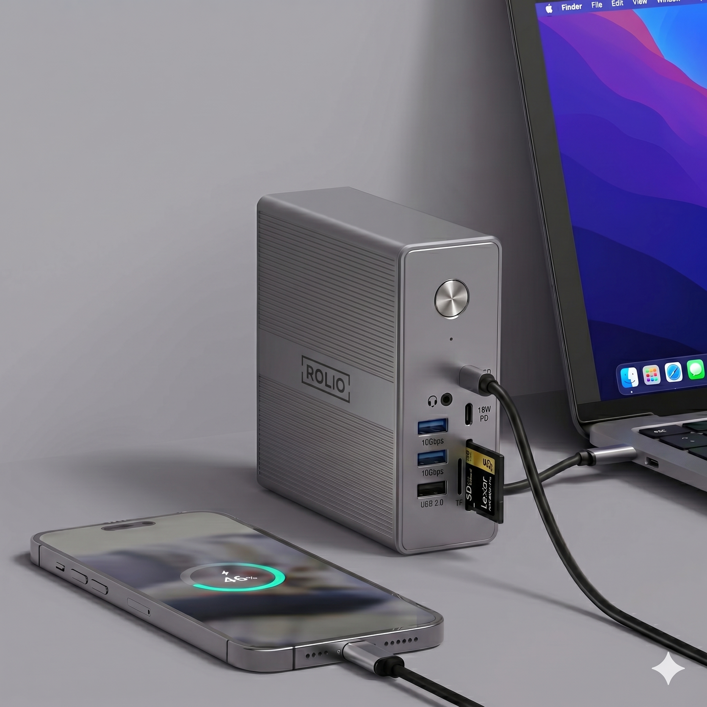 Rolio USB-C-Dockingstation – 16 in 1 – Dreifachmonitor – DisplayLink-Hub