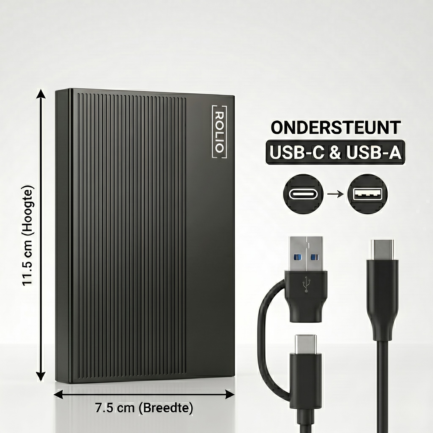 Rolio Externe Harde Schijf - Pro - USB 3.0 - USB C - 1TB Opslag - 1Gbps