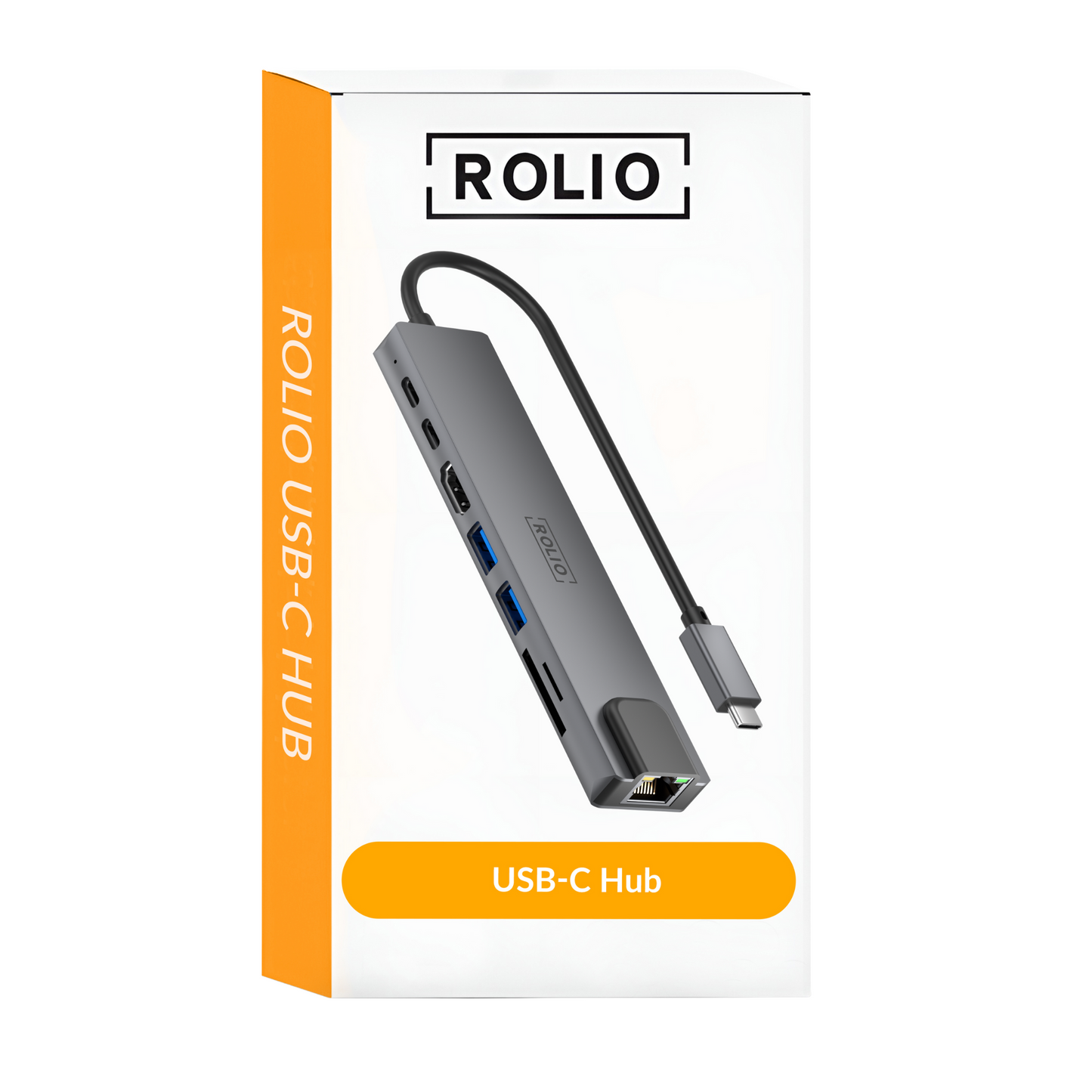 Rolio USB-C-Hub – 8 in 1 – Ethernet LAN – HDMI – SD/TF – USB-C-Aufladung – USB 3.0