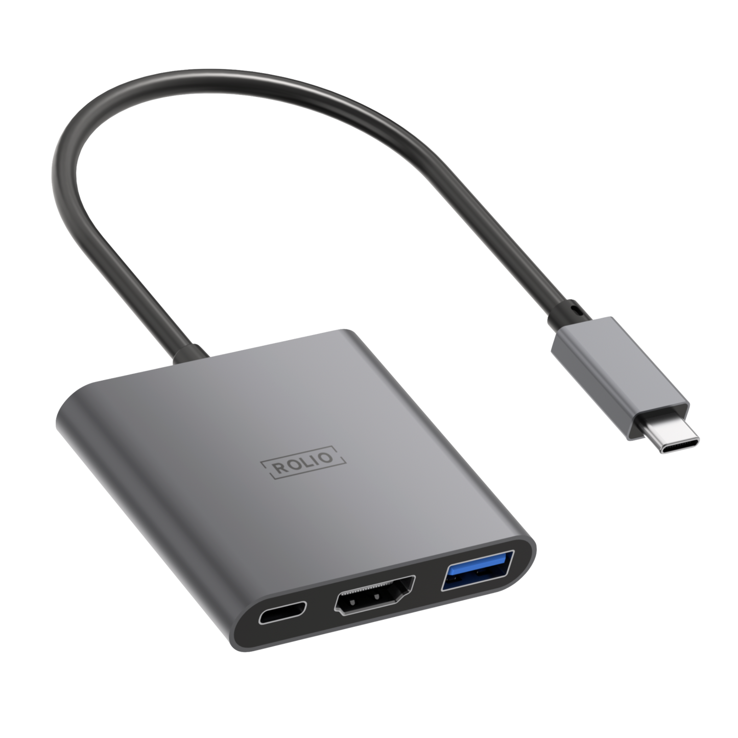 Rolio USB C to HDMI Adapter - 3 in 1 - 4K HDMI - USB 3.0 - USB-C Charging