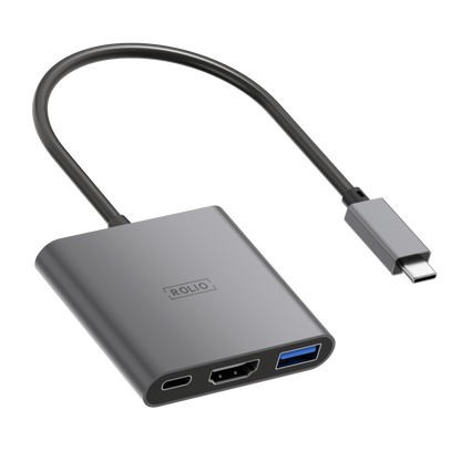 Rolio USB C to HDMI Adapter - 3 in 1 - 4K HDMI - USB 3.0 - USB-C Charging