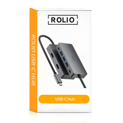 Rolio USB C Hub - Dual Monitor - 2x HDMI 4K - 2x USB-C - 3x USB 3.0