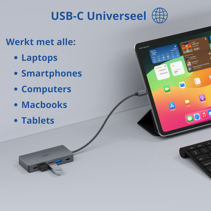 Rolio USB C Hub - Dual Monitor - 2x HDMI 4K - 2x USB-C - 3x USB 3.0