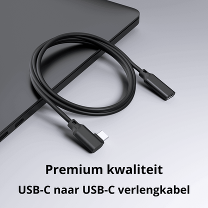 Rolio USB C Verleng kabel gebogen - USB-C naar USB-C vrouwelijk - 1 Meter - Rolio
