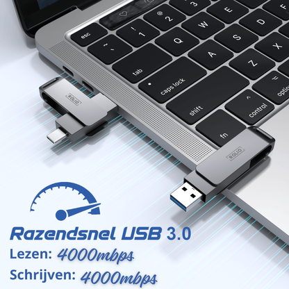 Rolio USB Stick 256GB - USB C and USB A - 800Mbps - USB 3.0