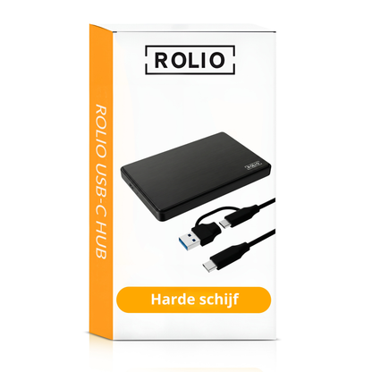 Rolio Externe Harde Schijf - USB 3.0 - USB C - 750GB Opslag - 1Gbps