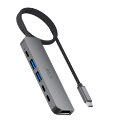 Rolio USB-C-Hub – 6 in 1 – HDMI – 3x USB-C – 2x USB-A